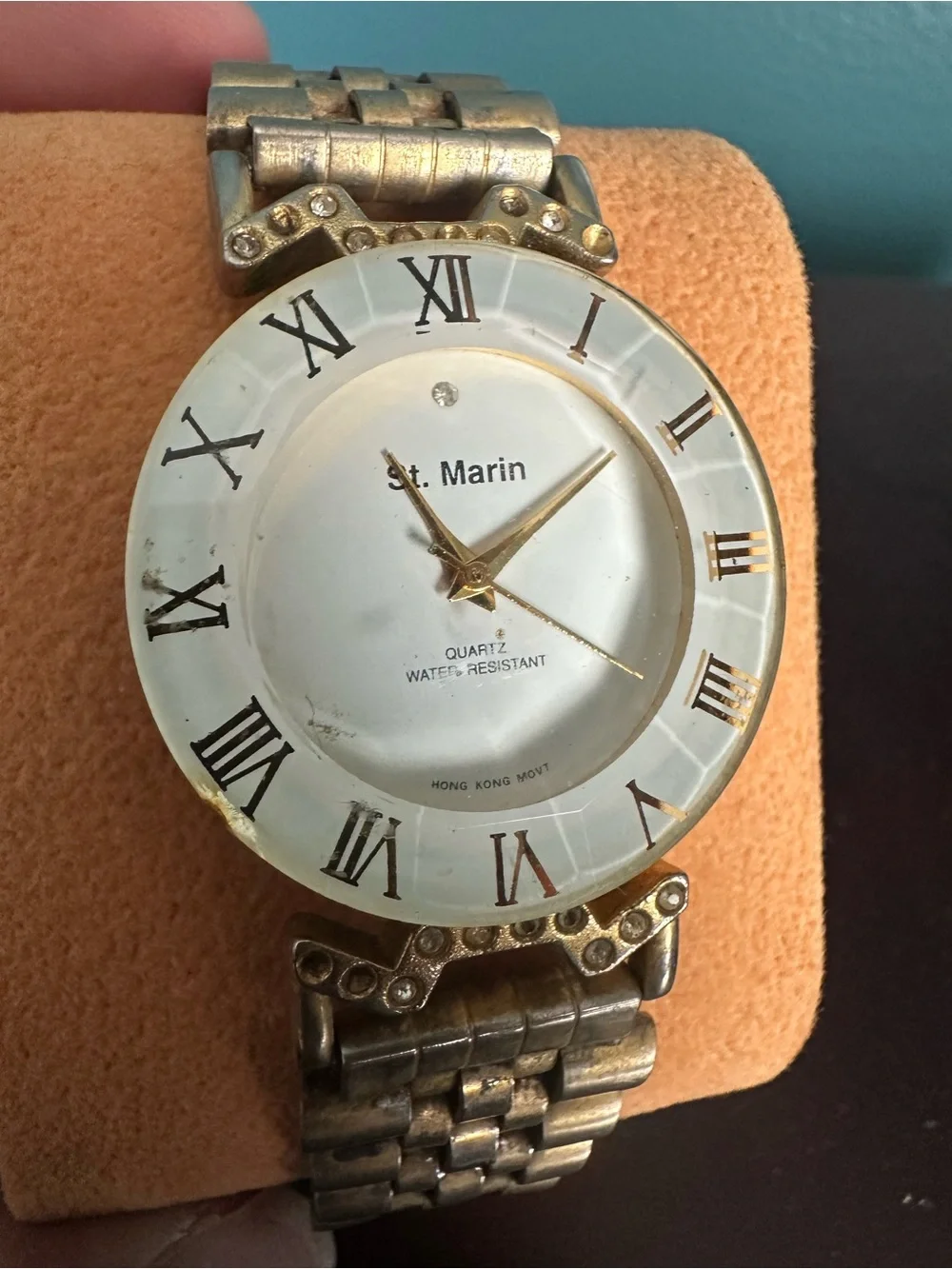 St. Marin Gold-Tone Roman Numeral Bracelet Watch - White Dial